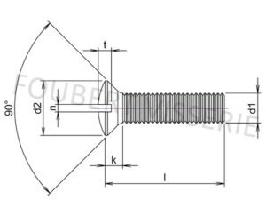 Plan-vis-metaux-tete-fraisee-bombee-fendue-din964-iso2010