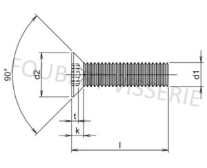 Plan-vis-metaux-tete-fraisee-torx-din965