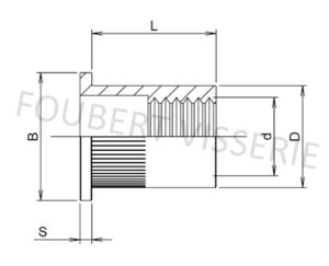 1-Plan-Ecrou-a-sertir-cylindrique-tete-plate-molete-ouvert-acier