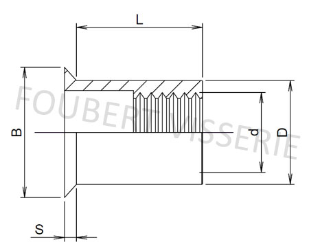 Ecrou à sertir cylindrique tête fraisée lisse ouvert aluminium –