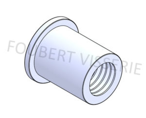 Ecrou-a-sertir-cylindrique-tete-plate-lisse-ouvert-aluminium