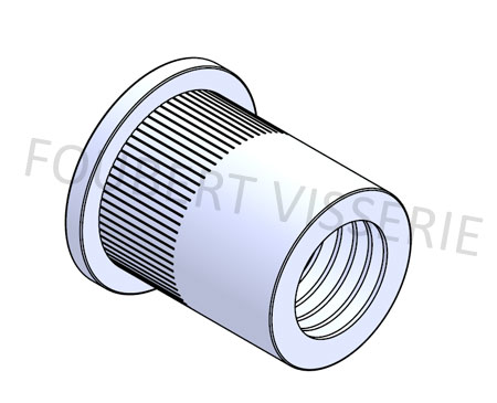 TCD0430-ECROU A SERTIR M4 T. PLATE CRANTEE ZING - Tête plate - Écrou à  sertir